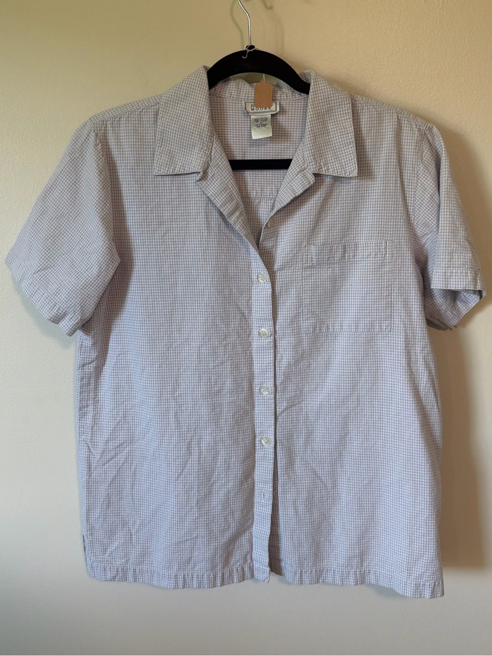 Vintage purple gingham cotton button up shirt cottagecore grandmacore size M